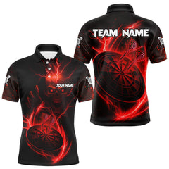 Maxcorners Custom Lightning Dartboard Red Skull Dart Men Polo Jerseys Dart Tournament Shirt TU1410