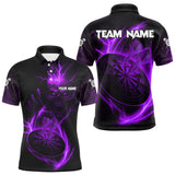 Maxcorners Custom Lightning Dartboard Purple Skull Dart Men Polo Jerseys Dart Tournament Shirt TU1410