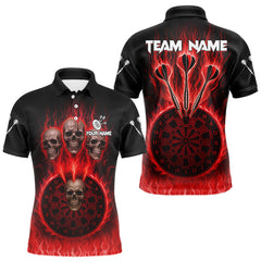 Maxcorners Custom Red Flames Dartboard Horror Multi Skull Dart Men Polo Jerseys Outfits Dart Shirt TU1410