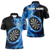 Maxcorners Custom Black-Blue Dragon Lightning Dartboard Dart Men Polo Jerseys Dart Team Shirt LM1610