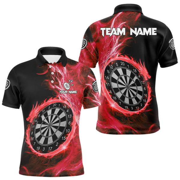 Maxcorners Custom Black-Red Dragon Lightning Dartboard Dart Men Polo Jerseys Dart Team Shirt LM1610