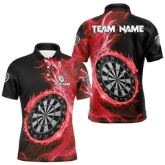 Maxcorners Custom Black-Red Dragon Lightning Dartboard Dart Men Polo Jerseys Dart Team Shirt LM1610