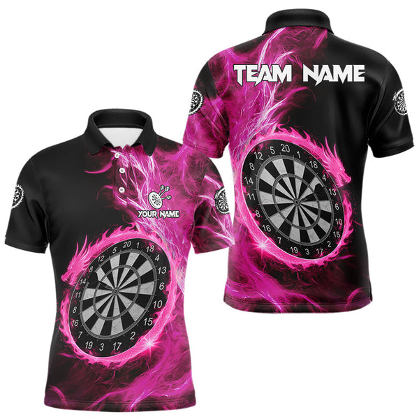 Maxcorners Custom Black-Pink Dragon Lightning Dartboard Dart Men Polo Jerseys Dart Team Shirt LM1610