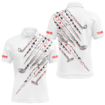 Poker Pattern Golf Polo Shirt For Men Personalized White Golf Clubs Attire, Team Golf Outfit LM1203