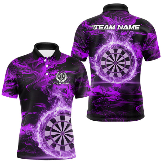 Maxcorners Black And Purple Smoking Dartboard & Arrow Men Darts Polo Shirt Custom Dart Team Jerseys LM1501