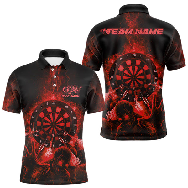 Maxcorners Custom Skeleton Red Flames Dartboard Dart Men Polo Jerseys Lightning Dart Team Shirt LM1610