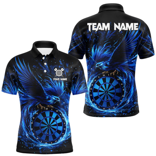 Maxcorners Blue Splatter Funny Eagle Dartboard Darts Polo Shirt For Men Custom Dart Team Jerseys LM2201
