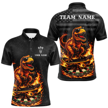 Maxcorners Personalized Black & Gold Tribal Darts Polo & Quarter-Zip Custom Dart Shirts For Men Dart Jerseys