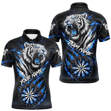 Maxcorners Personalized Fire And Icy Dragon Darts Shirt For Men, Lightning Darts Jersey Polo & 1/4 Zip