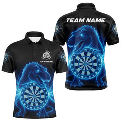 Maxcorners Custom Horror Dinosaur Lightning Blue Dartboard Dart Men Polo Jerseys Funny Dart Shirts LM2110
