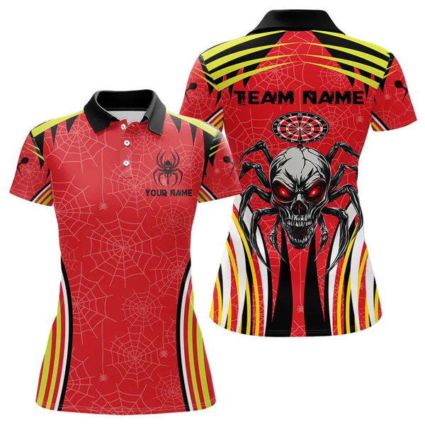 Maxcorners Personalized Black And Red Spider Dart Shirts For Men, Custom Dart Team Jerseys