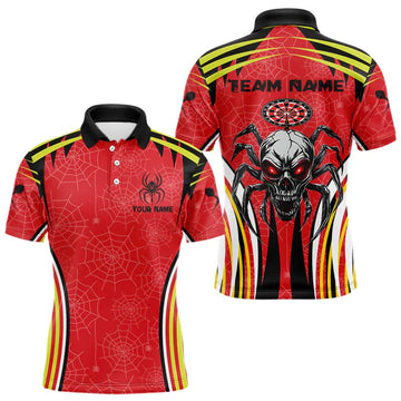 Maxcorners Personalized Black And Red Spider Dart Shirts For Men, Custom Dart Team Jerseys