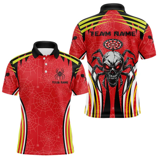 Maxcorners Personalized Black And Red Spider Dart Shirts For Men, Custom Dart Team Jerseys