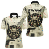 Maxcorners Geometric Dartboard Beige Skull Custom Mens Polo Dart Shirt Gifts For Dart Players TU2710
