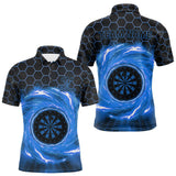 Maxcorners Black & Blue Storm Lightning Dartboard Custom Mens Polo Dart Shirt Halftone Dart Jerseys TU2710