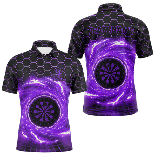 Maxcorners Black & Purple Storm Lightning Dartboard Custom Mens Polo Dart Shirt Halftone Dart Jerseys LM2603