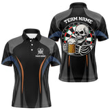 Maxcorners Custom Skull With Beer Funny Dart Polo Shirts For Men, Dart Team Jerseys LM0910