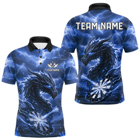 Maxcorners Lightning Dragon Blue Dartboard Custom Dart Men Polo Shirt Outfits Dart Jerseys TU2810