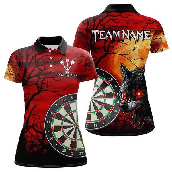 Maxcorners Wolf With Glowing Red Eyes Dart Boards Dart Shirts For Men, Custom Dart Jerseys LM263