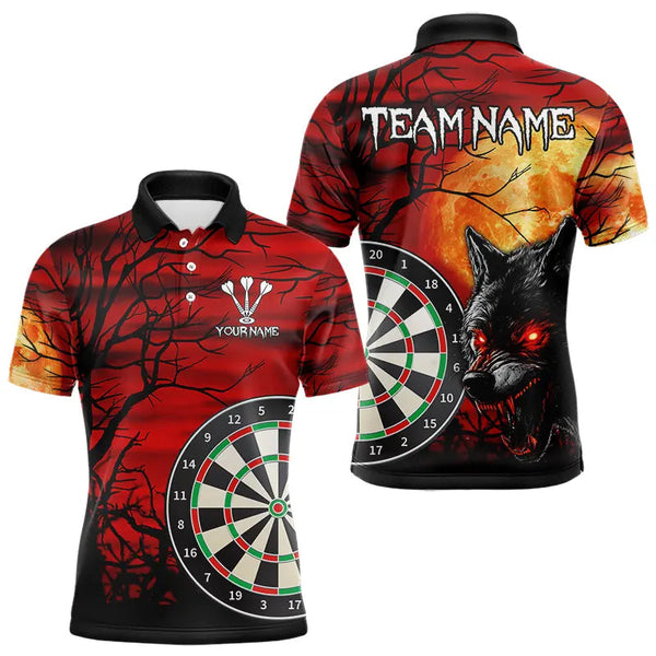 Maxcorners Wolf With Glowing Red Eyes Dart Boards Dart Shirts For Men, Custom Dart Jerseys LM263