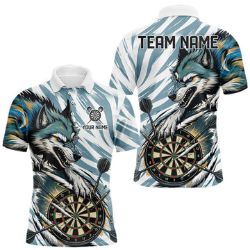 Maxcorners Personalized Cracked Darts Polo & Quarter Zip Shirt Custom Funny Wolf Claws Darts Attire For Men LM2603