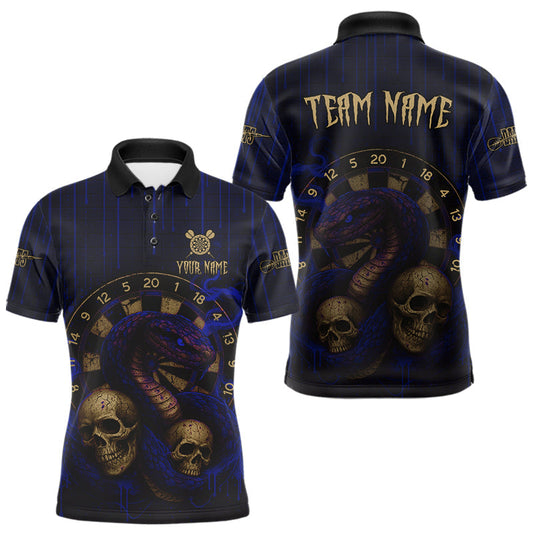 Maxcorners Purple  Dripping Cobra Dartboard Custom Men's Polo Darts Shirt Grunge Skull Darts Jersey LM3010