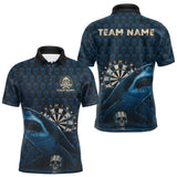 Maxcorners Blue Shark Dartboard Custom Men's Polo Darts Shirt LM3010