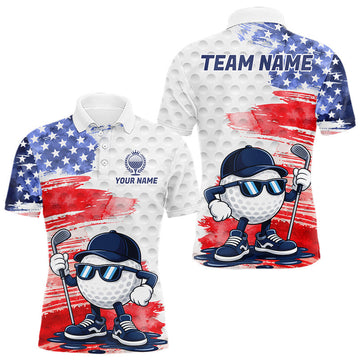 Maxcorners Mens Golf Polo Shirts American Flag Patriotic Custom Splash Painting Golf Ball Mens Golf Polos