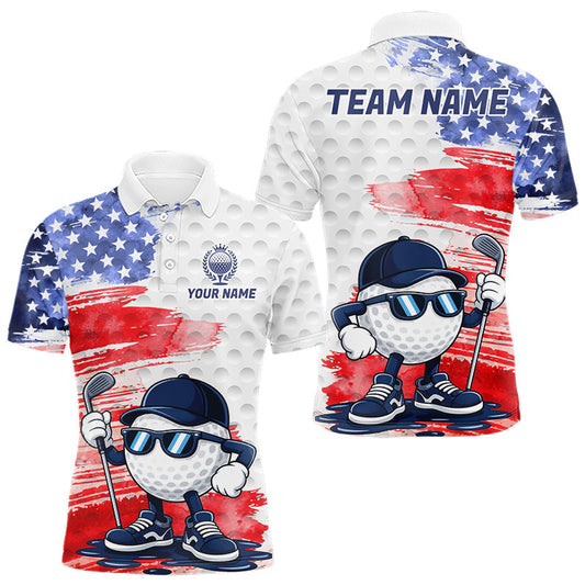 Maxcorners Mens Golf Polo Shirts American Flag Patriotic Custom Splash Painting Golf Ball Mens Golf Polos