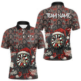 Maxcorners Custom Funny Dartboard Red Graffiti Christmas Darts Polo Shirt For Men, Xmas Dart Jerseys TU0411