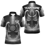 Maxcorners Grey Silver Wings Dartboard & Arrow Custom Men Darts Polo Shirt Outfits Dart Jerseys MT0811