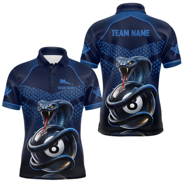 Maxcorners Personalized Funny 8 Ball Pool Cobra Snake Billiard Shirts For Men Billiard Polo & 1/4-Zip Jerseys LM0404