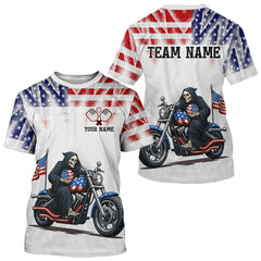 Maxcorners Custom Grim Reaper Motorcycle Pickleball Jersey For Men Patriotic Pickleball Paddle Shirts LM0412