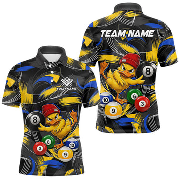 Maxcorners Blue & Yellow Funny Duck 8 Ball Pool Billiard Shirt For Men Personalized Billiard Team Name Outfits
