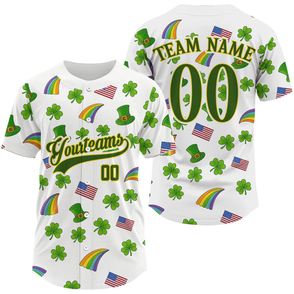 Maxcorners Custom US Flag Patrick Day Baseball Shirt For Men Shamrock Baseball Team Jerseys LM0910