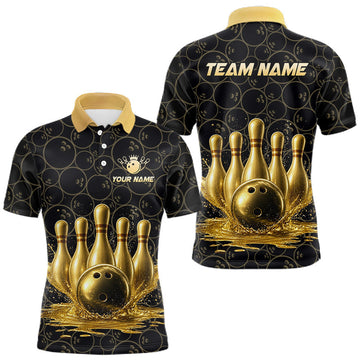 Maxcorners Splatter Gold Dripping Bowling And Pins Jerseys For Men