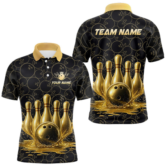 Maxcorners Splatter Gold Dripping Bowling And Pins Jerseys For Men