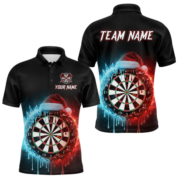 Maxcorners Custom Red Santa Hat & Ice Dartboard Men Darts Polo Shirt Outfits Christmas Dart Jerseys TU1011