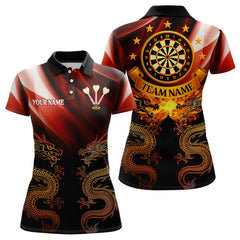 Maxcorners Flame Dragons With Golden Darts Men's Darts Team Shirt - Custom Name For Players LM2206