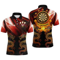 Maxcorners Flame Dragons With Golden Darts Men's Darts Team Shirt - Custom Name For Players LM2206