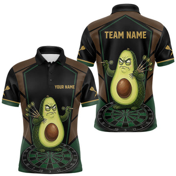 Maxcorners Angry Avocado Brown And Green Funny Darts Jersey For Men Custom Polo & 1/4 Zip Darts Team Shirts LM1005