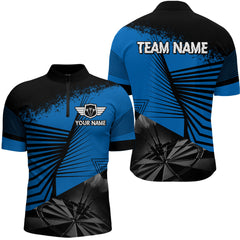 Maxcorners Custom Men's Darts Shirt With Silver Dart Arrows Hitting Dartboard, Darts Jersey