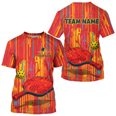 Maxcorners Custom Dripping Pickleball Paddle & Ball Jerseys Men Splashed Colorful Pickleball Shirt