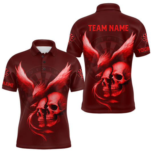 Maxcorners Darts Shirt For Men Personalized Eagle Skull Dartboard Dart Team Jerseys | Red LM1203