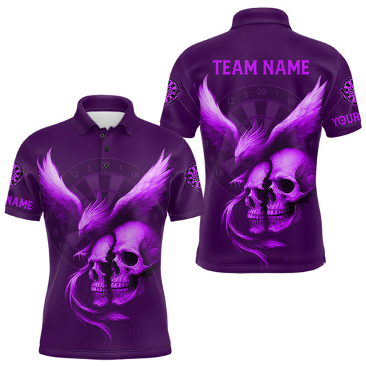 Maxcorners Darts Shirt For Men Personalized Eagle Skull Dartboard Dart Team Jerseys | Purple LM1203