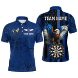Maxcorners US Flag Eagle Dartboard Grunge Blue Darts Shirt For Men - Custom Name & Team Jersey LM3006