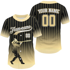 Maxcorners Yellow Pinstripe Jersey For Men Custom Baseball Shirt With Name Number | Classic Style  LM2608