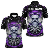 Maxcorners Grey Purple Smoke Crown Skull Dartboard Custom Mens Polo Dart Shirt Splatter Dart Jerseys TU2710