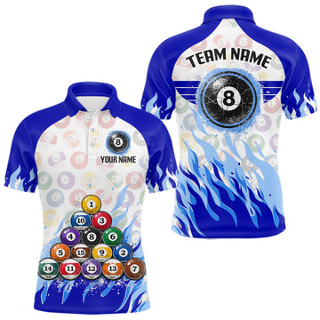 Maxcorners Blue Pool Billiard Balls League Jerseys For Men Custom Grunge Ball 8 Billiard Team Jersey LM0101