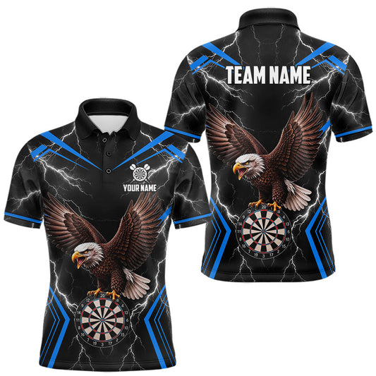 Maxcorners Personalized Blue Thunder Lightning Eagle Dartboard Shirt for Men, Dart Team Jersey